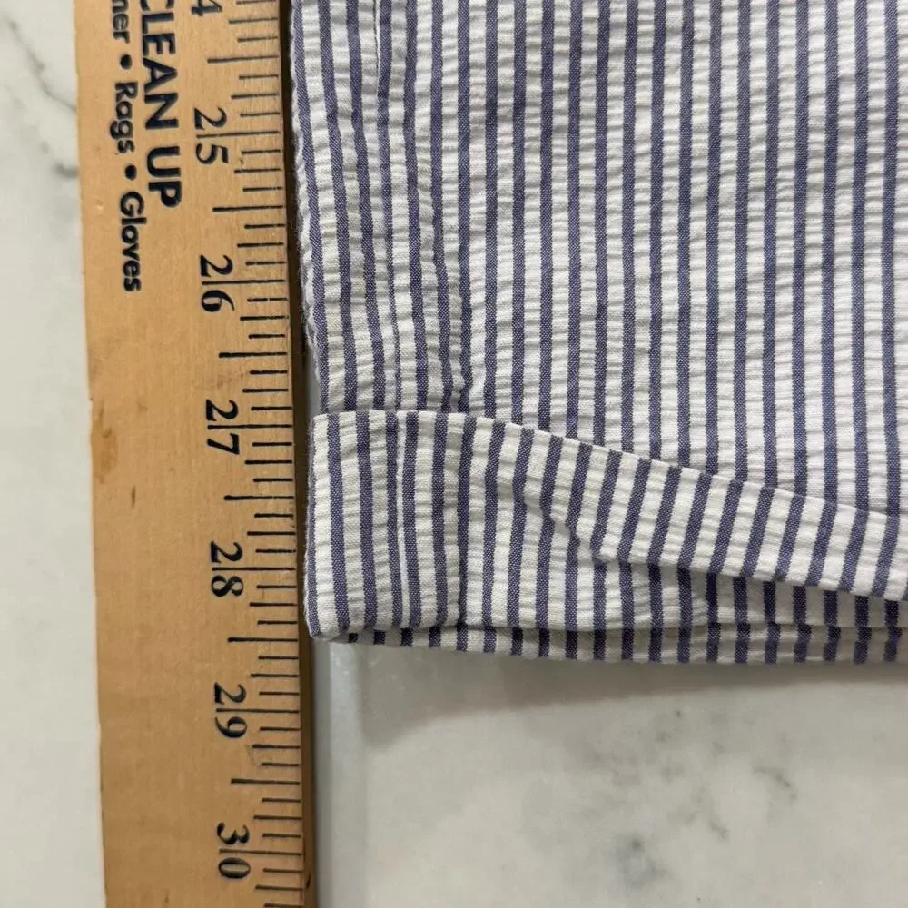 Haspel Frank Stella Seersucker Pants 34x29 Blue White Stripe Summer Wedding